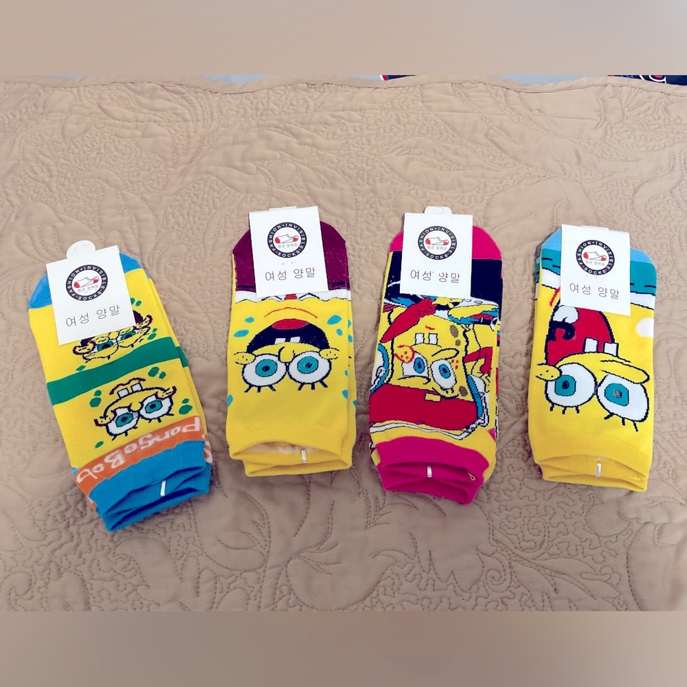 SpongeBob Squarepants ankle Socks 4 pack made in korea
